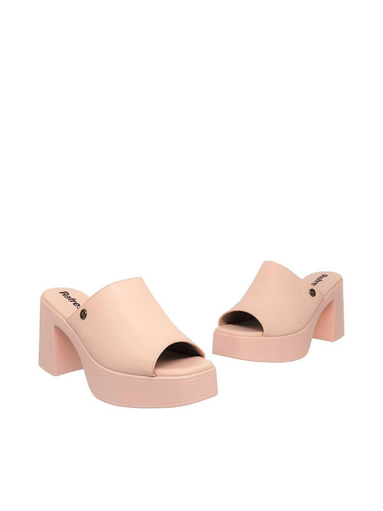 Refresh Mules mit Chunky Hoch Absatz in Rosa Farbe