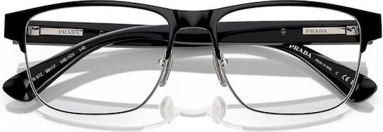 Prada Herren Metallisches Brillengestell Schwarz PR57ZV 1AB1O1