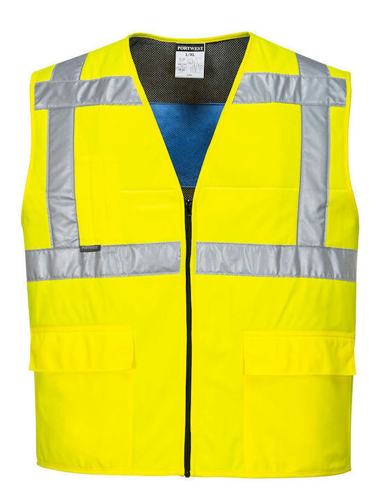 Portwest CV02 Men's Work Vest with Reflective Tapes Yellow