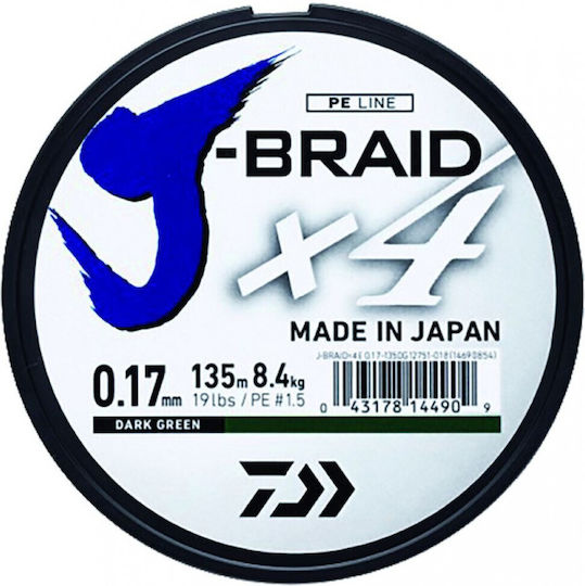 Daiwa J-Braid Fishing Filament 135m / 0.17mm / 2.6kg