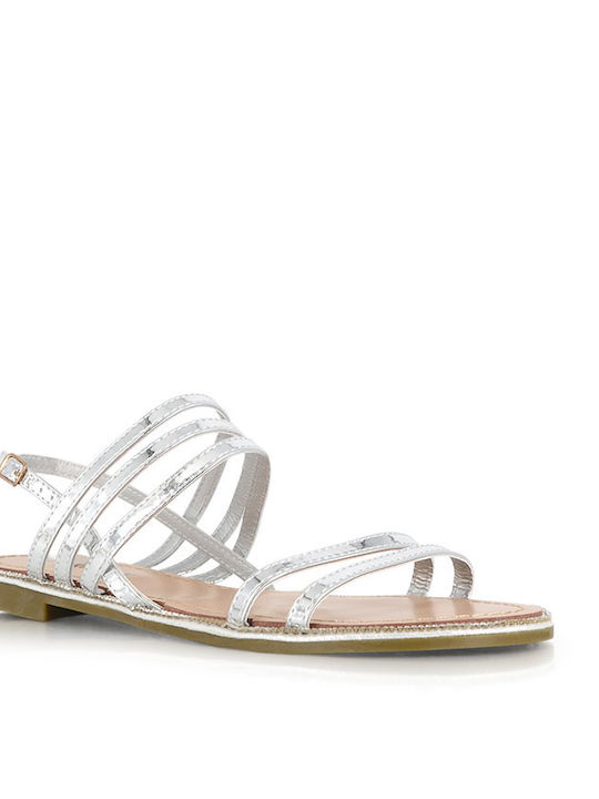 Malesa Women's Flat Sandals in Silver Color