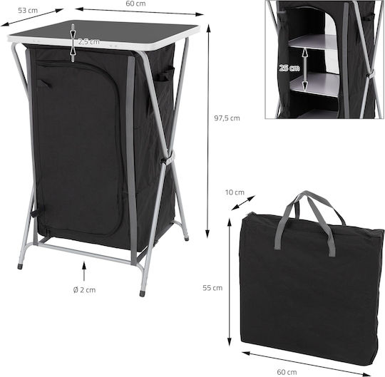 AT0001205 Wardrobe Metallic for Camping Folding Black