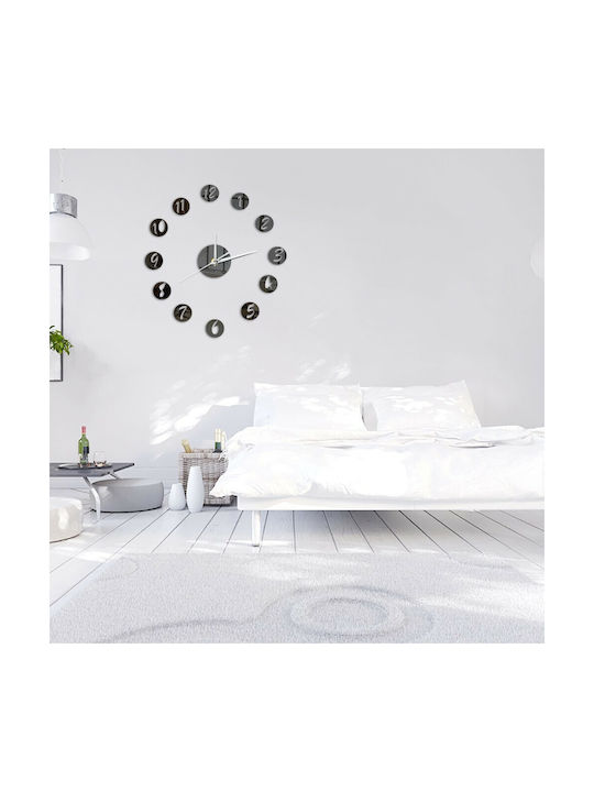 3D Wall Clock Sticker Plastic Black Ø30cm