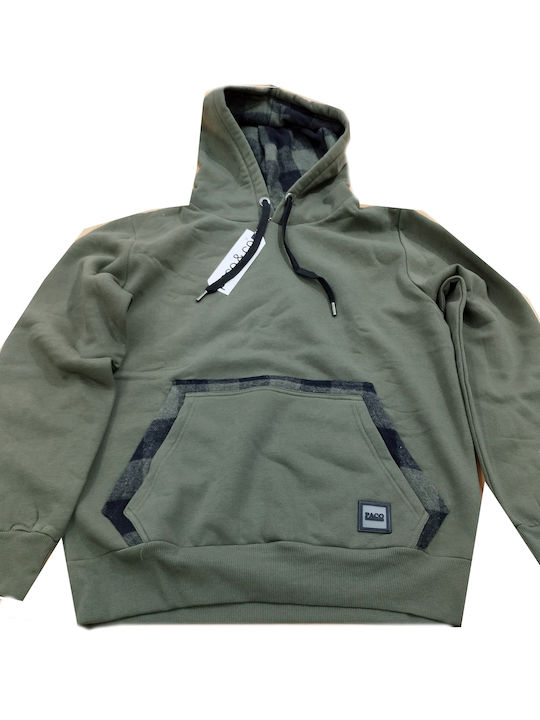 Paco & Co Men's Sweatshirt with Hood and Pockets Khaki