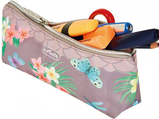 Herlitz Ladylike Butterflies Κασετίνα Βαρελάκι Μπεζ