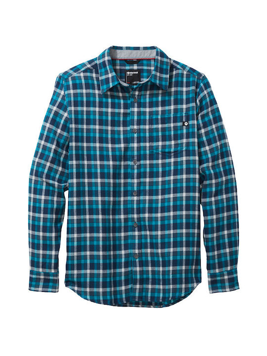 Marmot Men's Shirt Long Sleeve Flannel Checked Blue