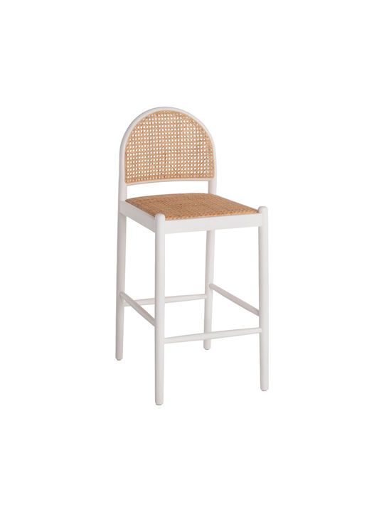 Stool Bar with Backrest Wooden White 46x48x94cm