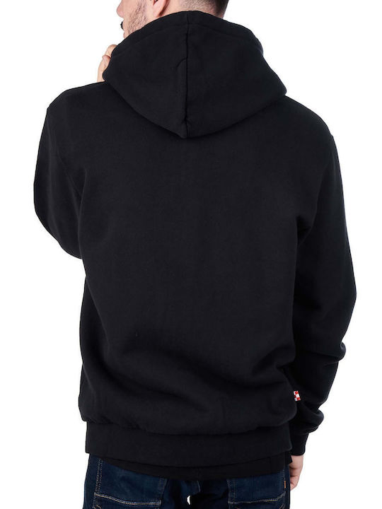 MC2 Men's Sweatshirt Jacket with Hood and Pockets Black