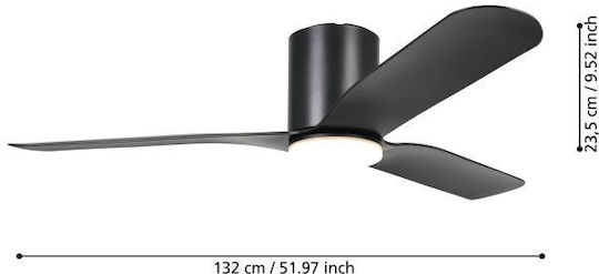 Eglo Kawana Ventilator De Tavan 132cm Cu Lentile De Mărire Negru