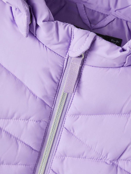Kinder Steppjacke Ärmellos Kurz mit Kapuze Flieder