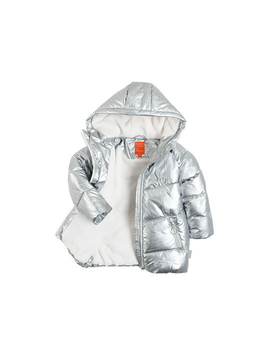 Cool Club Girls Quilted Coat Silver with Ηood