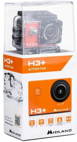 Midland Η3+ Action Camera Full HD (1080p) Υποβρύχια (με Θήκη) με Οθόνη 2" και Wi-Fi Πορτοκαλί
