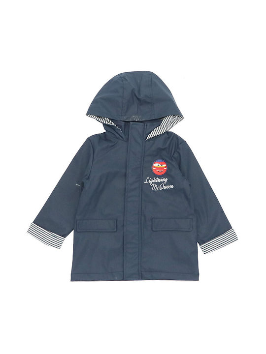 Disney Waterproof Girls Casual Jacket Navy Blue with Ηood