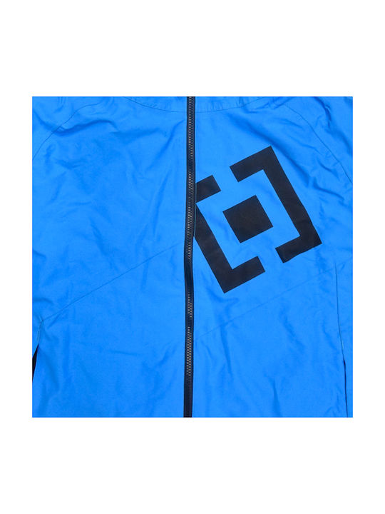 Waterproof Kids' Sports Jacket Short with Hood Blue