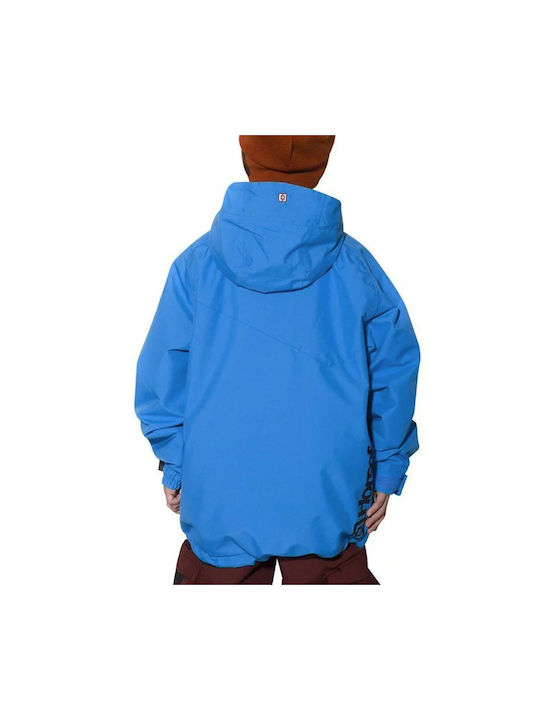Waterproof Kids' Sports Jacket Short with Hood Blue