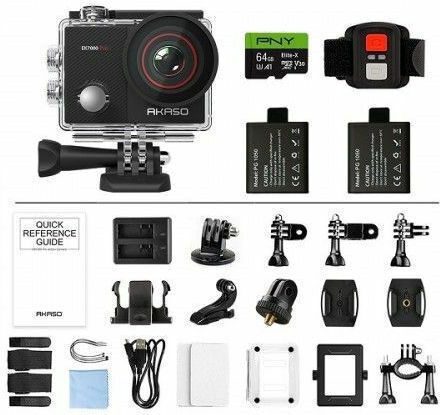 Akaso EK7000 Pro Action-Kamera 4K Ultra HD Unterwasser (mit Gehäuse) mit Touchscreen 2" und Wi-Fi Schwarz