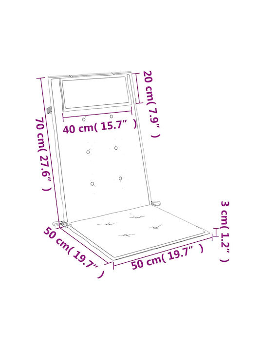 vidaXL Waterproof Garden Chair Cushion with Backrest Ecru 2pcs 50x120cm