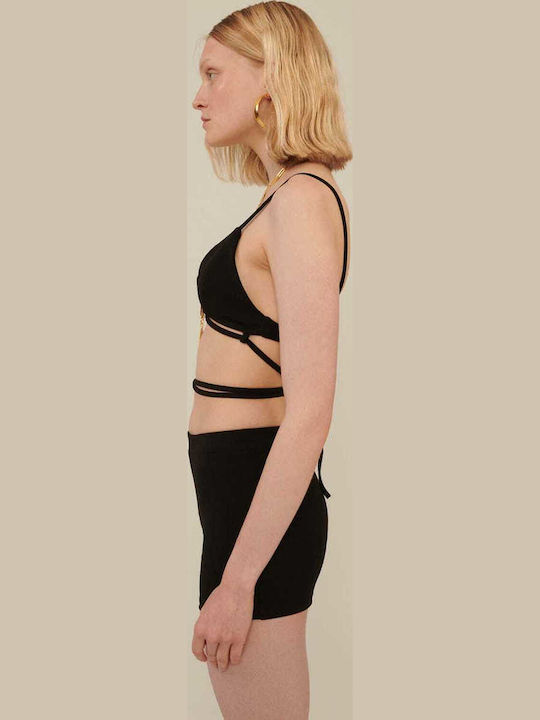 Women's Summer Crop Top with Straps Black