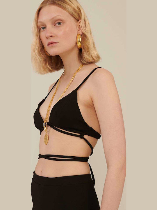 Women's Summer Crop Top with Straps Black