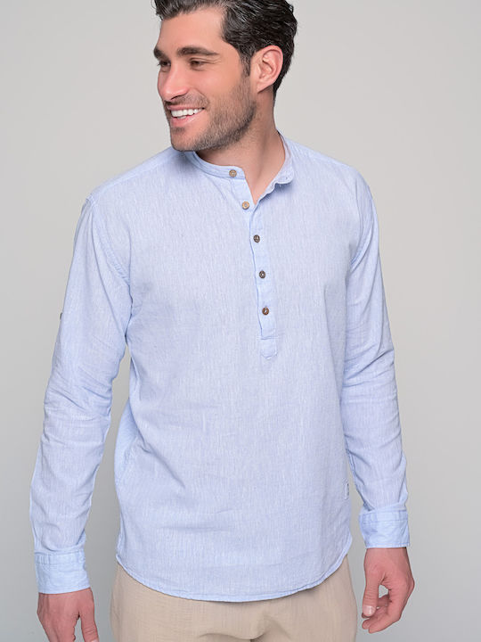 Komo Long-sleeved Linen Shirt Light Blue