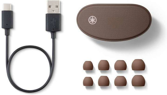 Yamaha TW-E5B In-ear Bluetooth Handsfree Ακουστικά με Αντοχή στον Ιδρώτα και Θήκη Φόρτισης Καφέ