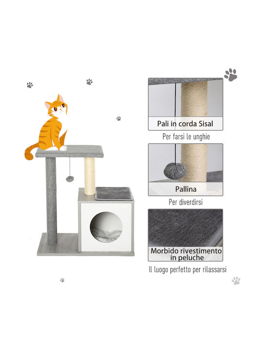Pawhut Scratching Post Cat Trees Gray 2 levels 59x39x62cm