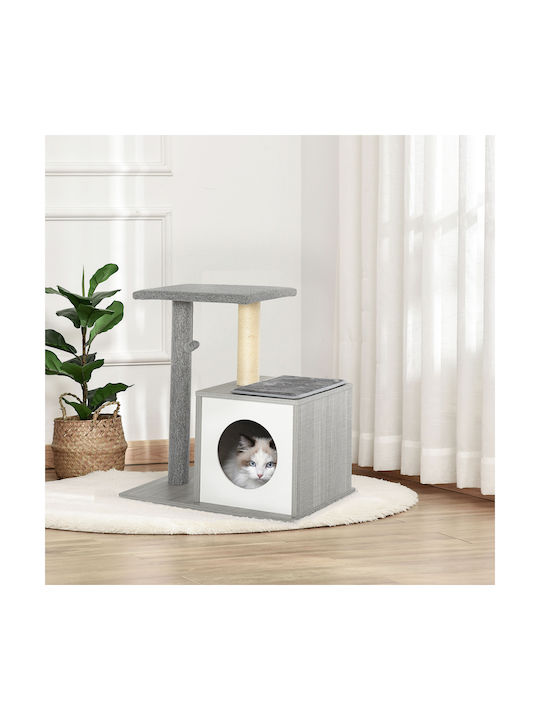Pawhut Scratching Post Cat Trees Gray 2 levels 59x39x62cm