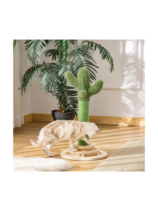 Pawhut Cactus Scratching Post Котешко драскало Полюси Зелен Подов 32x32x60см.