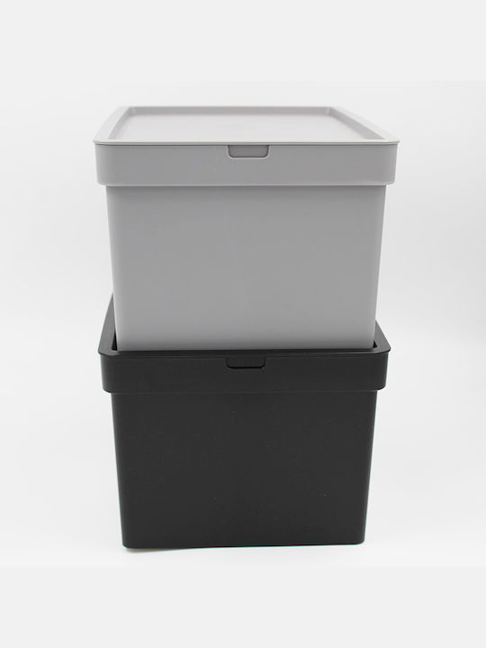 Viomes Plastic Storage Box with Lid Black 35.5x25.5x22cm