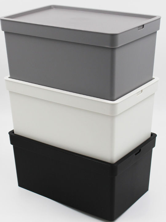 Viomes Plastic Storage Box with Lid Black 35.5x25.5x22cm