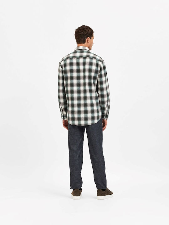 Selected Men's Shirt Long Sleeve Cotton Checked Green