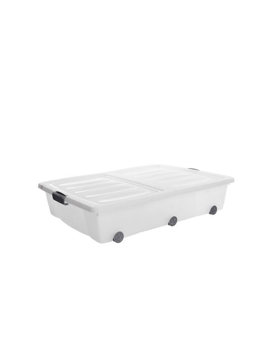 Plastic Storage Box with Wheels and Lid Transparent