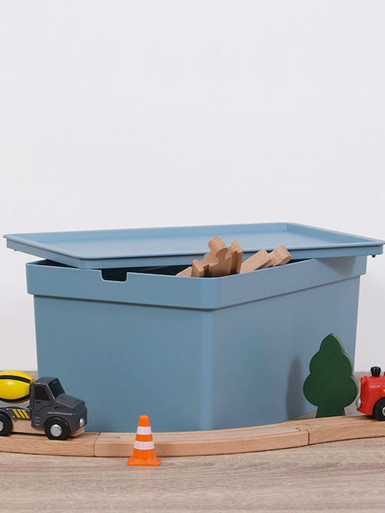 Viomes Plastic Storage Box with Lid Blue 35.5x25.5x22cm 1pcs
