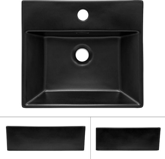 ML-Design Wall Mounted Countertop Sink Ceramic 41.5x36.5x13cm Black