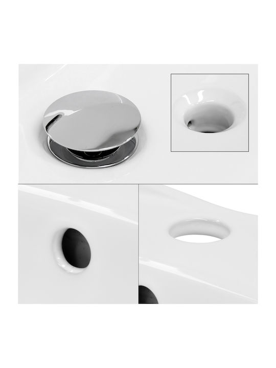 ML-Design Επιτοίχιος Επικαθήμενος Νιπτήρας Κεραμικός 59x20.5x39.5cm Λευκός