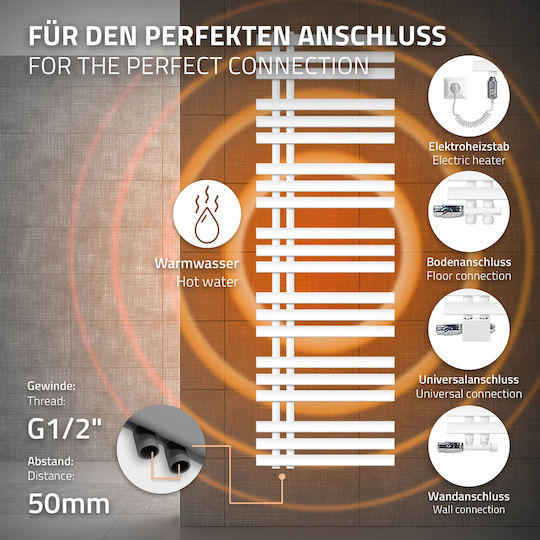 ECD Germany Iron Em Șină electrică pentru prosoape 900W 160x50cm Alb
