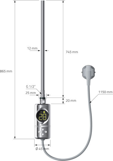 LuxeBath Elektrischer Handtuchhalter 900W 120x40cm Silber