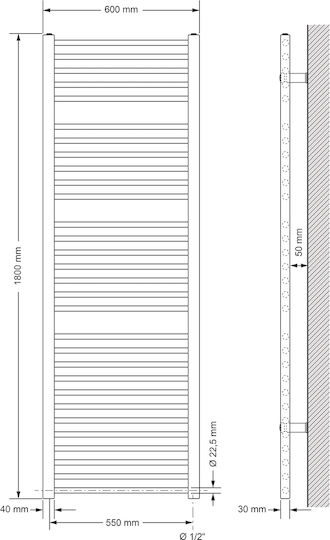 ECD Germany Sahara Ηλεκτρική Πετσετοκρεμάστρα 1200W 180x60cm Ασημί