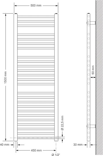 ECD Germany Șină electrică pentru prosoape 1200W 150x50cm Gri