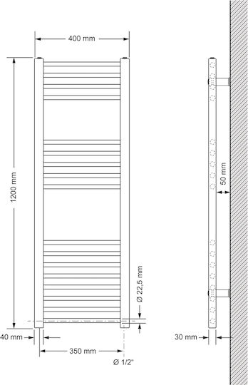 ECD Germany Electric Towel Rail 900W 120x40cm Silver