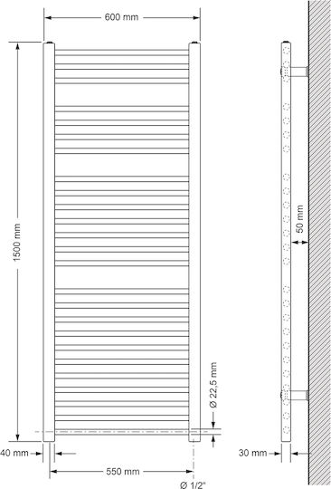 ECD Germany Ηλεκτρική Πετσετοκρεμάστρα 900W 150x60cm Γκρι