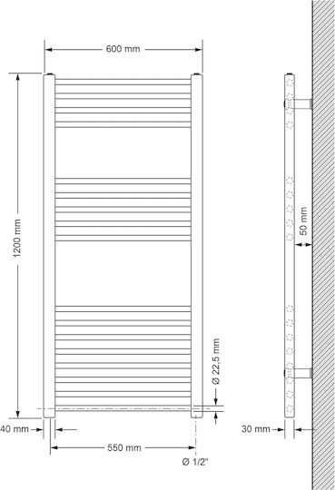 ECD Germany Electric Towel Rail 900W 120x60cm Gray