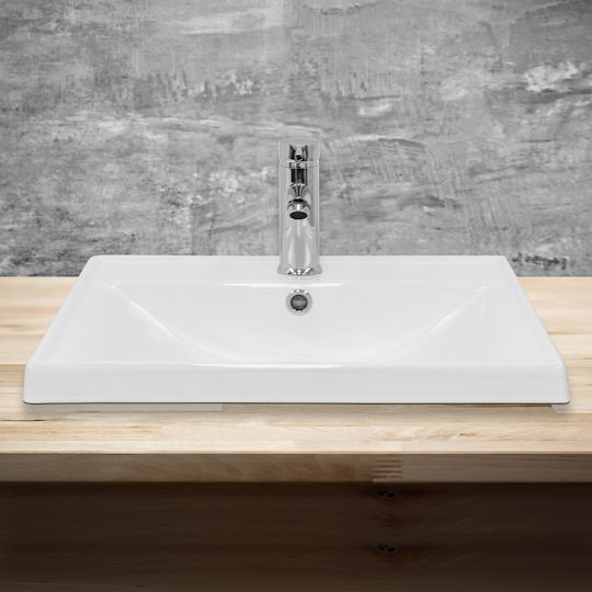 ML-Design Încorporat / Deasupra Blatului Chiuvetă Ceramică 51x41.5x15.5cm Alb