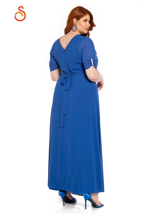 Silky Collection Sommer Maxi Kleid für Hochzeit / Taufe Blau