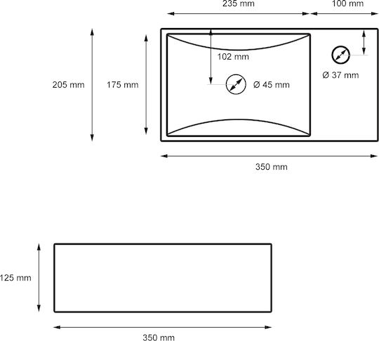 ECD Germany Επικαθήμενος Νιπτήρας Κεραμικός 35x20.5x12.5cm Λευκός