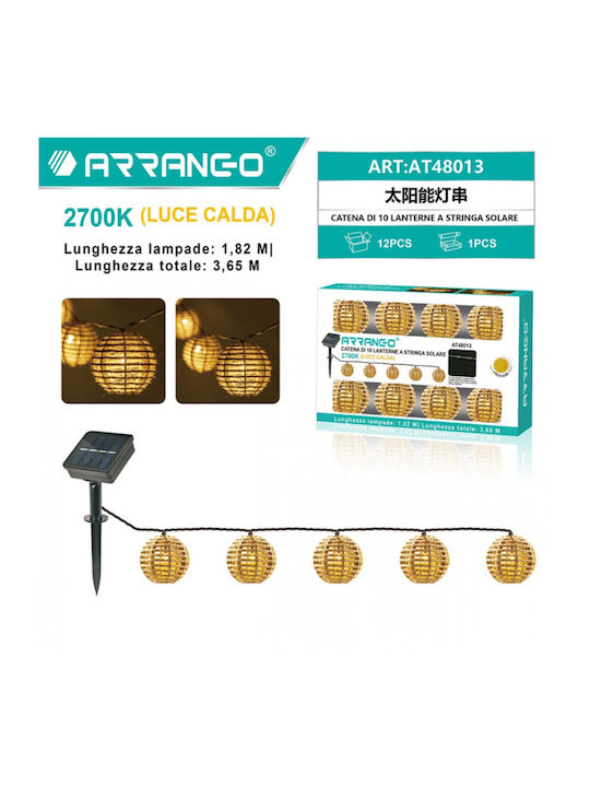 Lights LED 3.65m. Warm White Solar in String Arrango