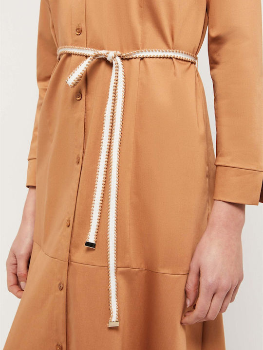 Midi Shirt Dress Dress Brown