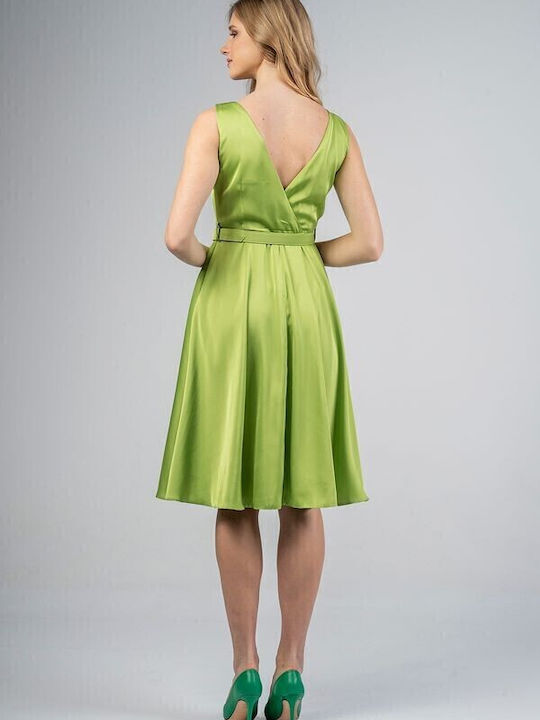 Summer Midi Dress for Wedding / Baptism Satin Yellow