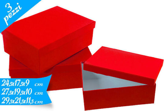 General Trade Paper Box for Gift Red 3 Pieces