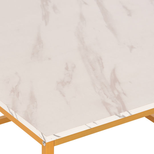 Square Central Coffee Table Braylen Wooden White Marble-Gold Base W75xL75xH43cm